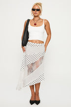 Polka Dot Lace Asymmetrical Midi Skirt image 3