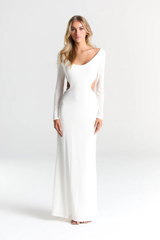 Backless Chain Long Sleeve Split Party Dress image 8