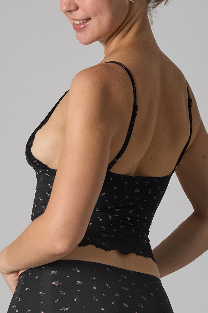 Lace Trim Floral V Neck Sexy Cami Top image 3