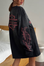 Vintage Distressed Rose Print Sweatshirt image 4
