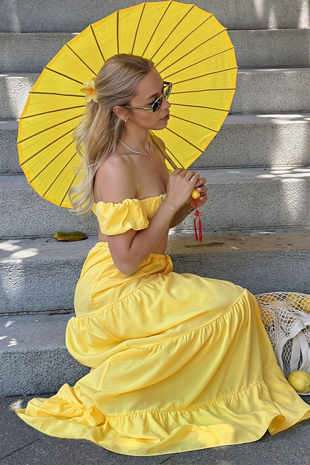 Solid Strapless Tie Ruched Tiered Skirt Sets image 4