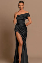 Silk Gloss Off-Shoulder Split Party Dress image 2