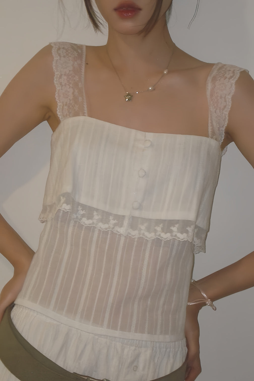 Sheer Square Neck Slim Crop Tank Top image 2