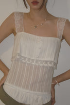 Sheer Square Neck Slim Crop Tank Top image 2