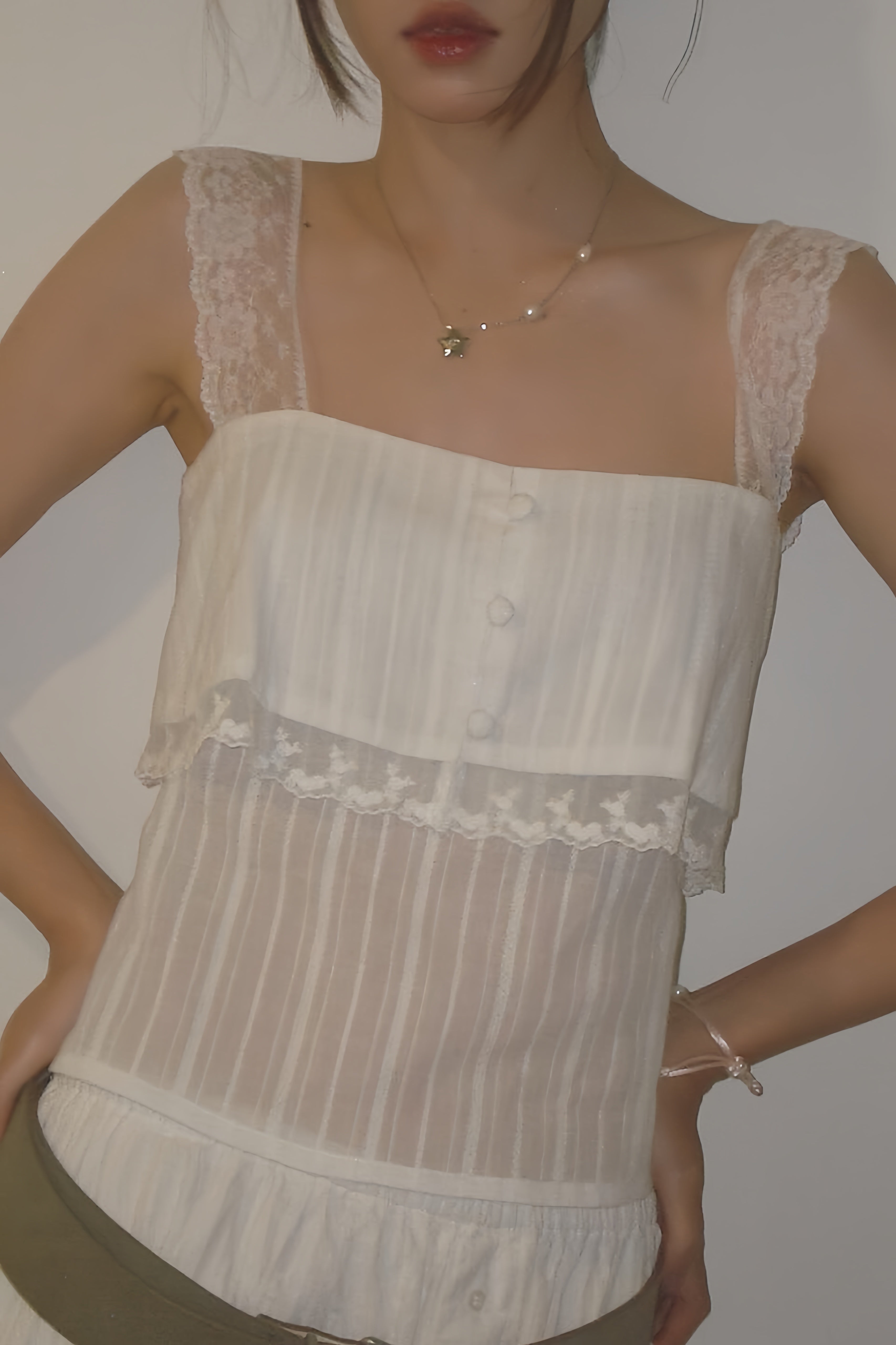 Sheer Square Neck Slim Crop Tank Top image 2