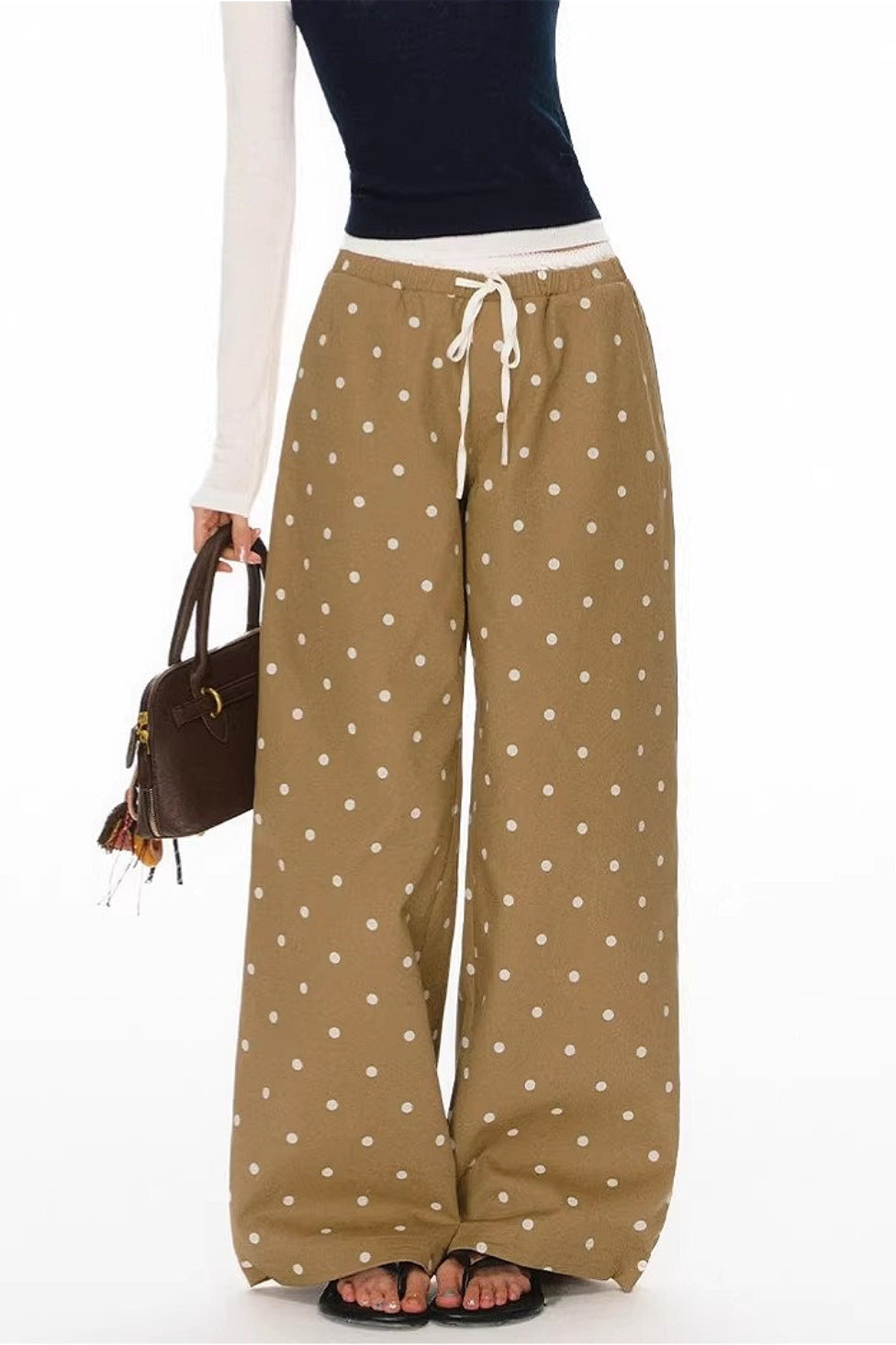 Polka Dot Print Loose Straight Casual Pants image 3