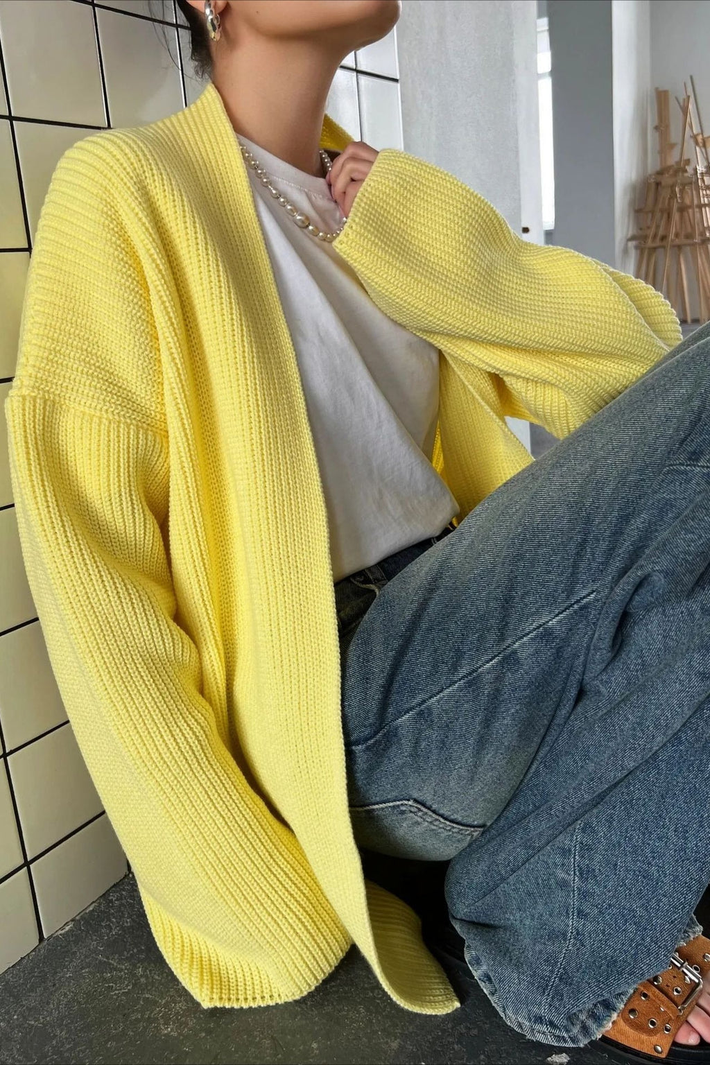 Relaxed Cozy Tie Waist Knit Cardigan image 6