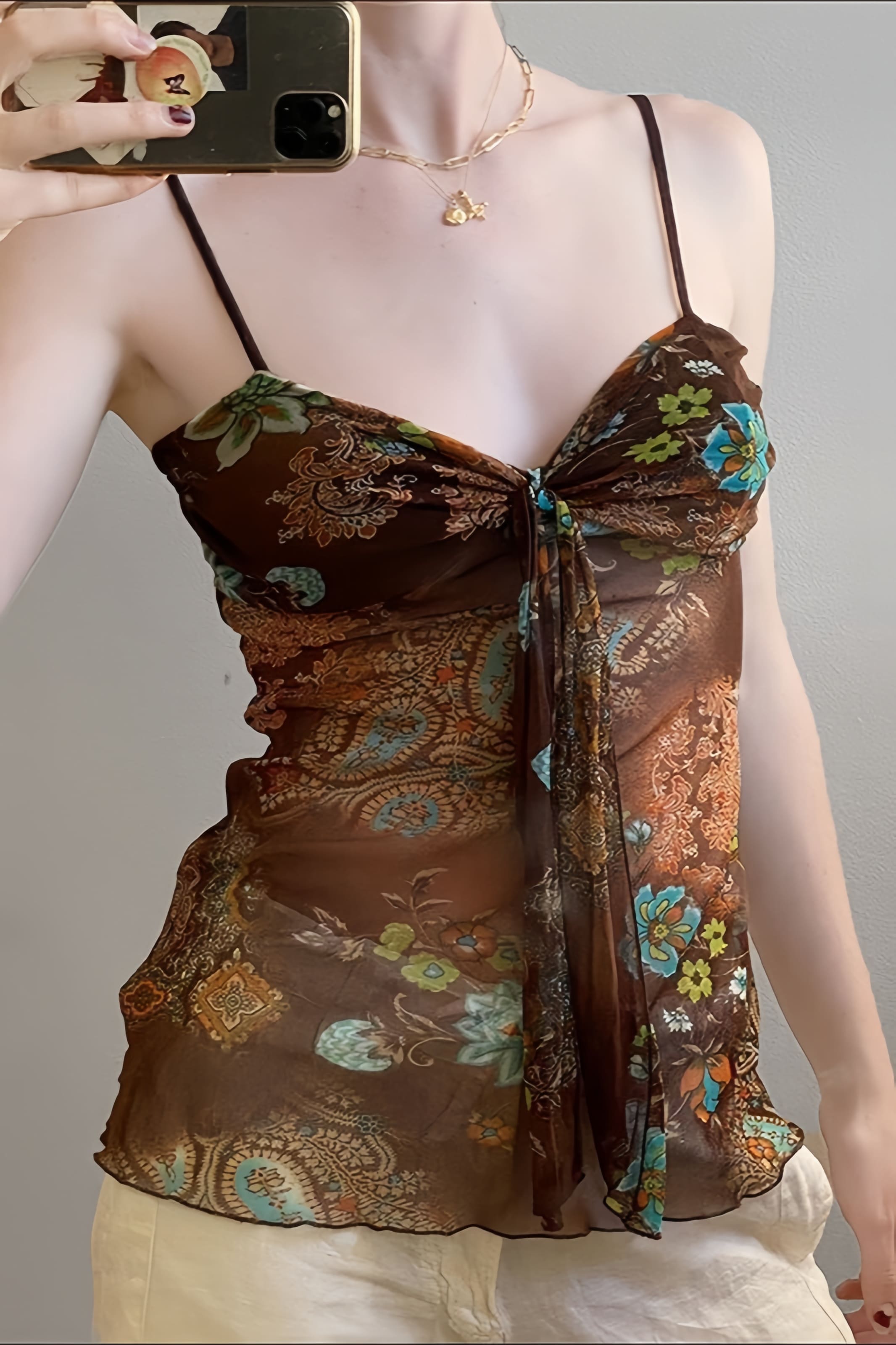 Vintage Print Slim Fit Cami Top image 2