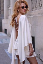 Satin Cape Ruffle Hem Mini Dress image 5
