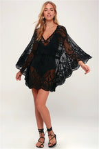 Lace Mesh Embroidered Pullover Cover Up image 12