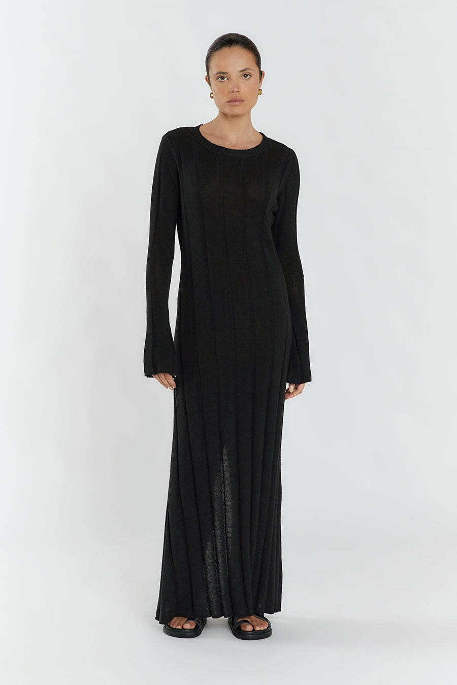 Solid A Line Maxi Sweater Dress image 5