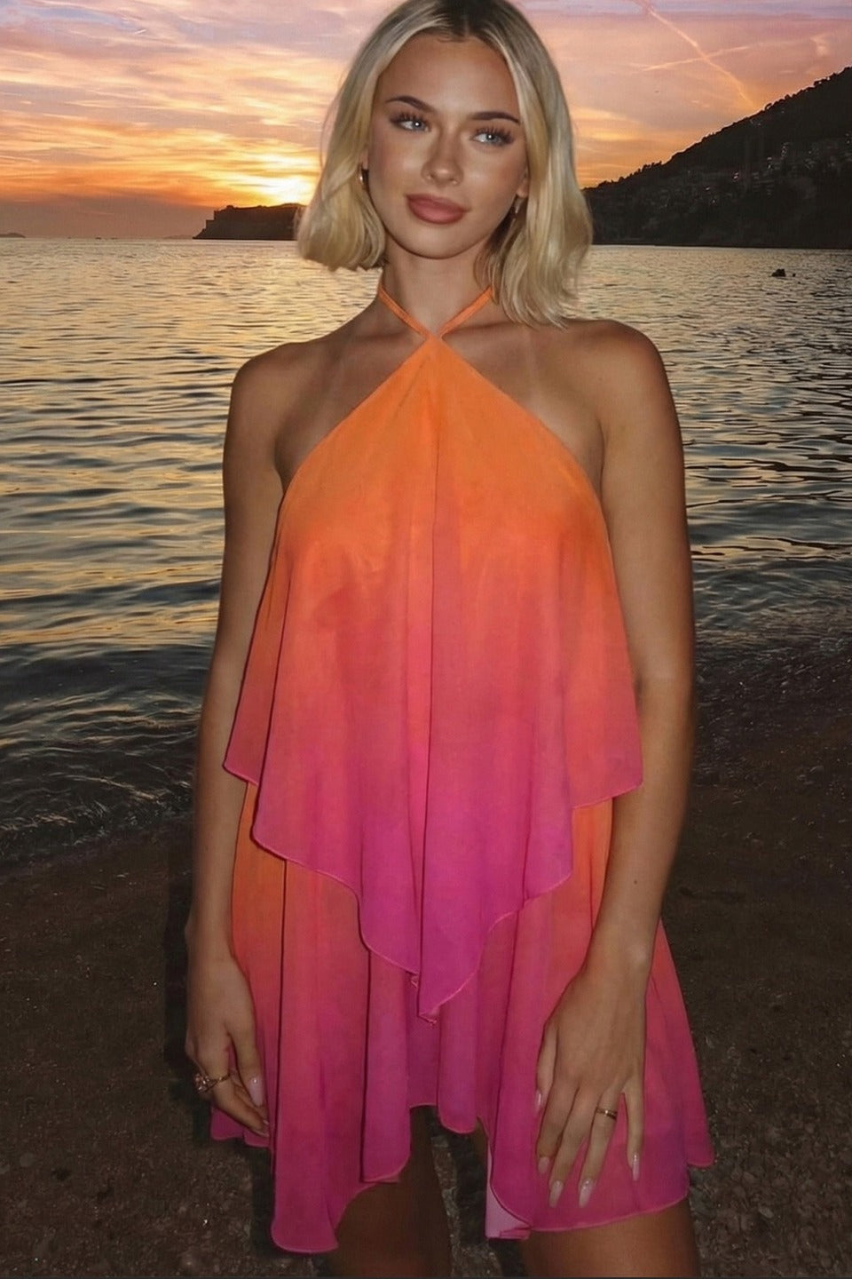 Gradient Halter Tube Cutout Back Mini Dress image 2