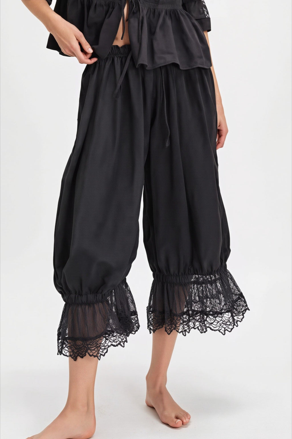 Hollow Out Lace Tie Casual Pants image 7
