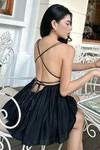 Solid Loose Flowy High Waist V Neck Cami Mini Dress image 7