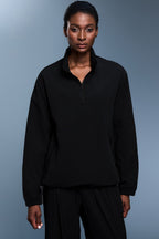 Athletic Half-Zip Solid Loose Sweatshirt image 4
