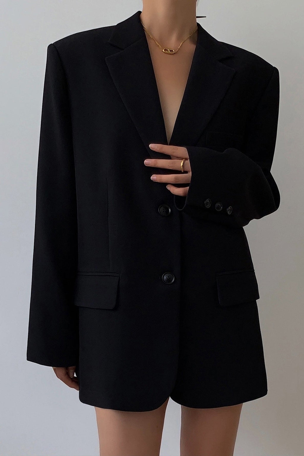 Black Slouchy Retro Style Blazer image 1
