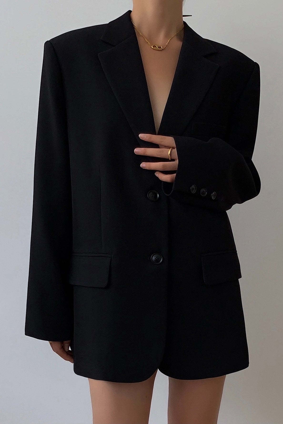 Black Slouchy Retro Style Blazer image 1