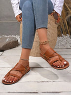 Lucia Buckle Sandals detail view styled for Avrienne