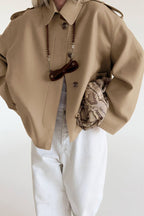 Lapel Faux Suede Drape Jacket image 6