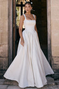 Elegant Solid A Line Long Prom Dress image 1