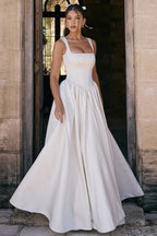 Elegant Solid A Line Long Prom Dress image 1