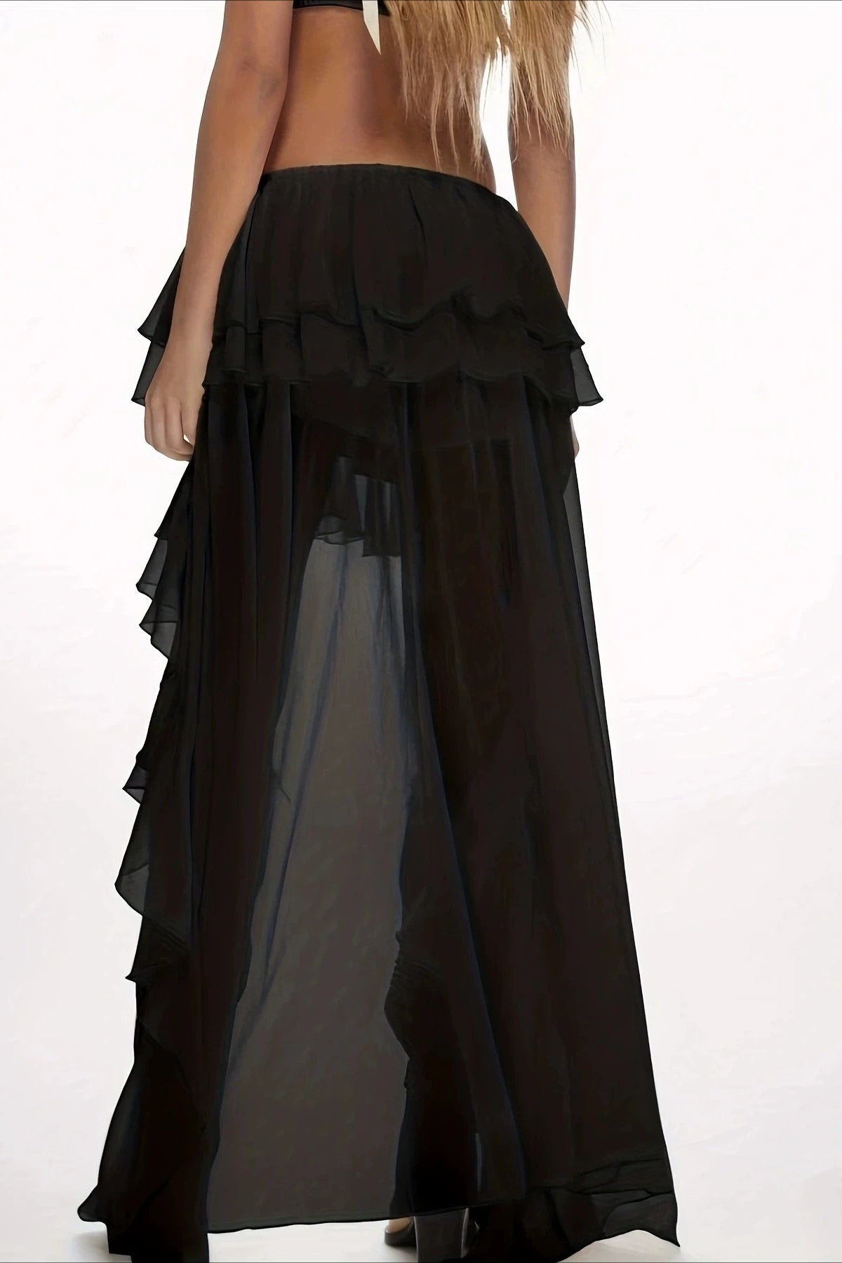 Sexy Waterfall Ruffle Layered Maxi Skirt image 4