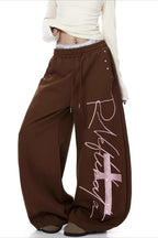 Contrast Print Curved Leg Wide Pants image 1