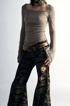 Y2K Grunge Printed Slim Short Sleeve T-shirt image 3