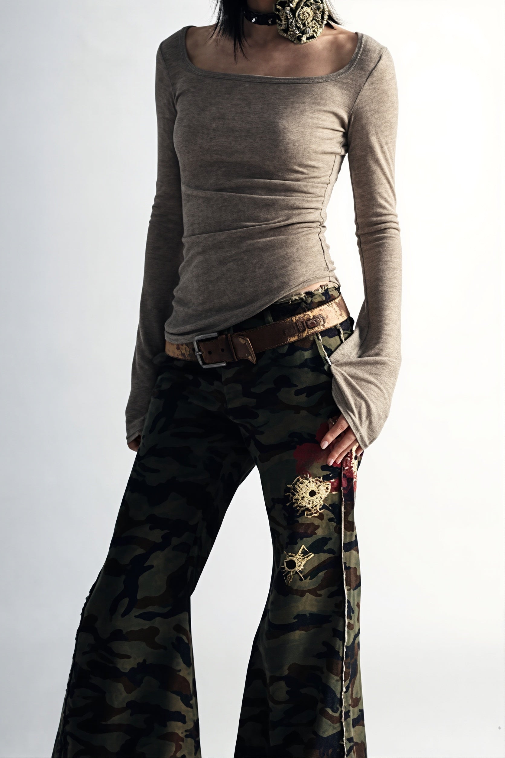Y2K Grunge Printed Slim Short Sleeve T-shirt image 3