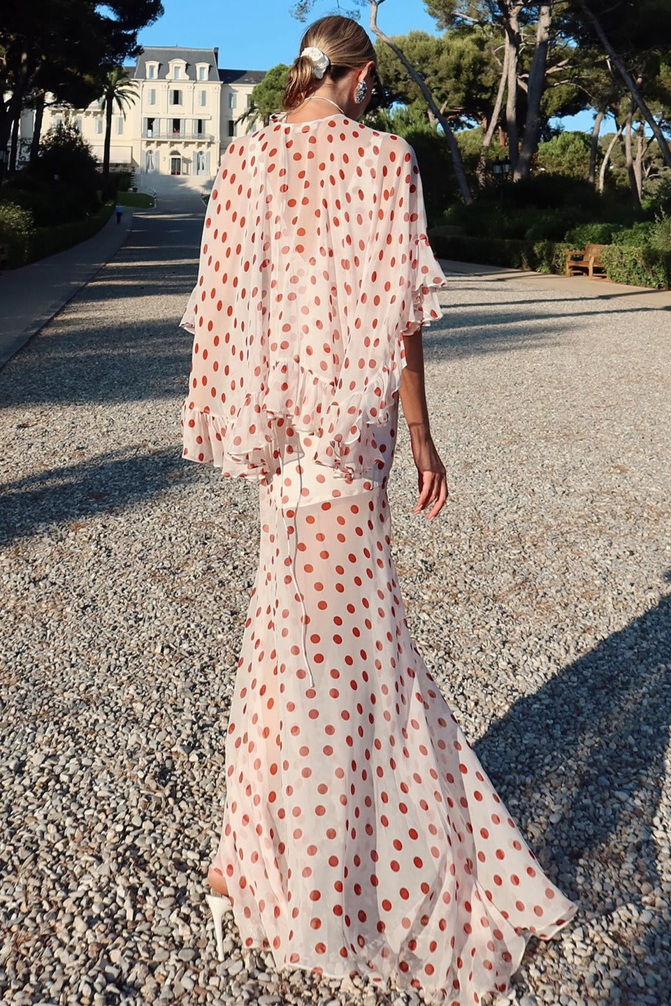Polka Dot V-Neck Sheer Maxi Dress image 4