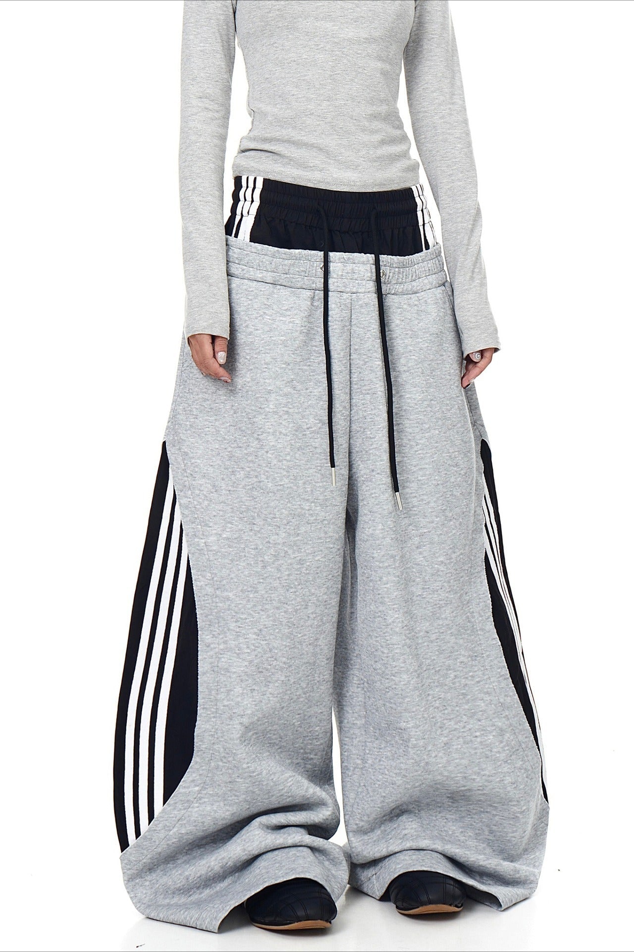 Double Waist Drawstring Stripe Pants image 2