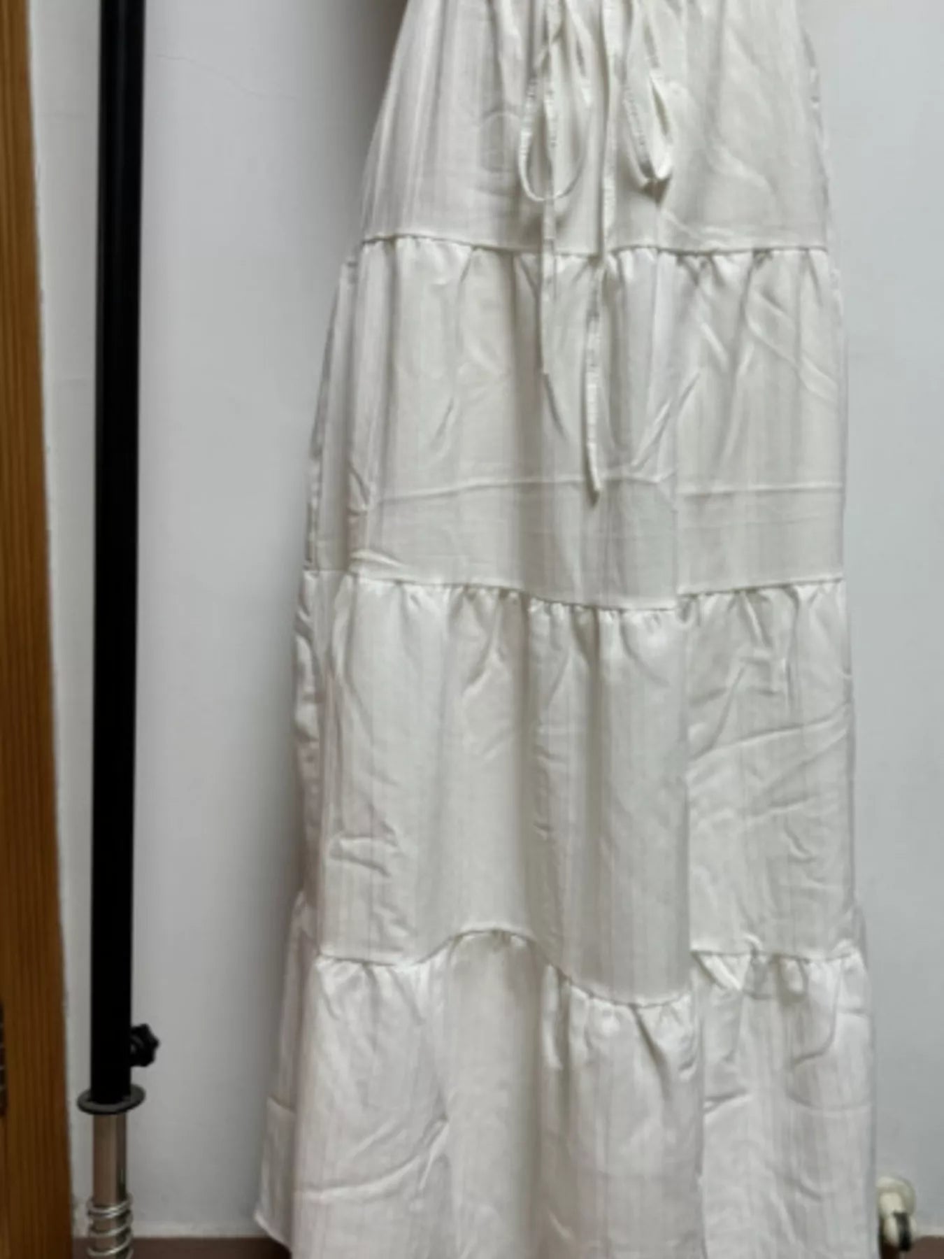 Capri Tiered Maxi Skirt detail view styled for Avrienne