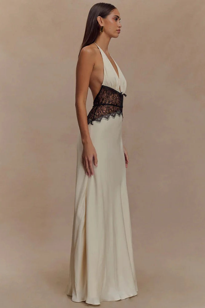 Lace Patchwork Backless Halter Boho Dress image 41