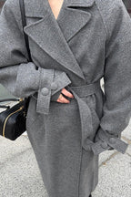 Extra-Long Wool Tie-Waist Loose Overcoat image 6