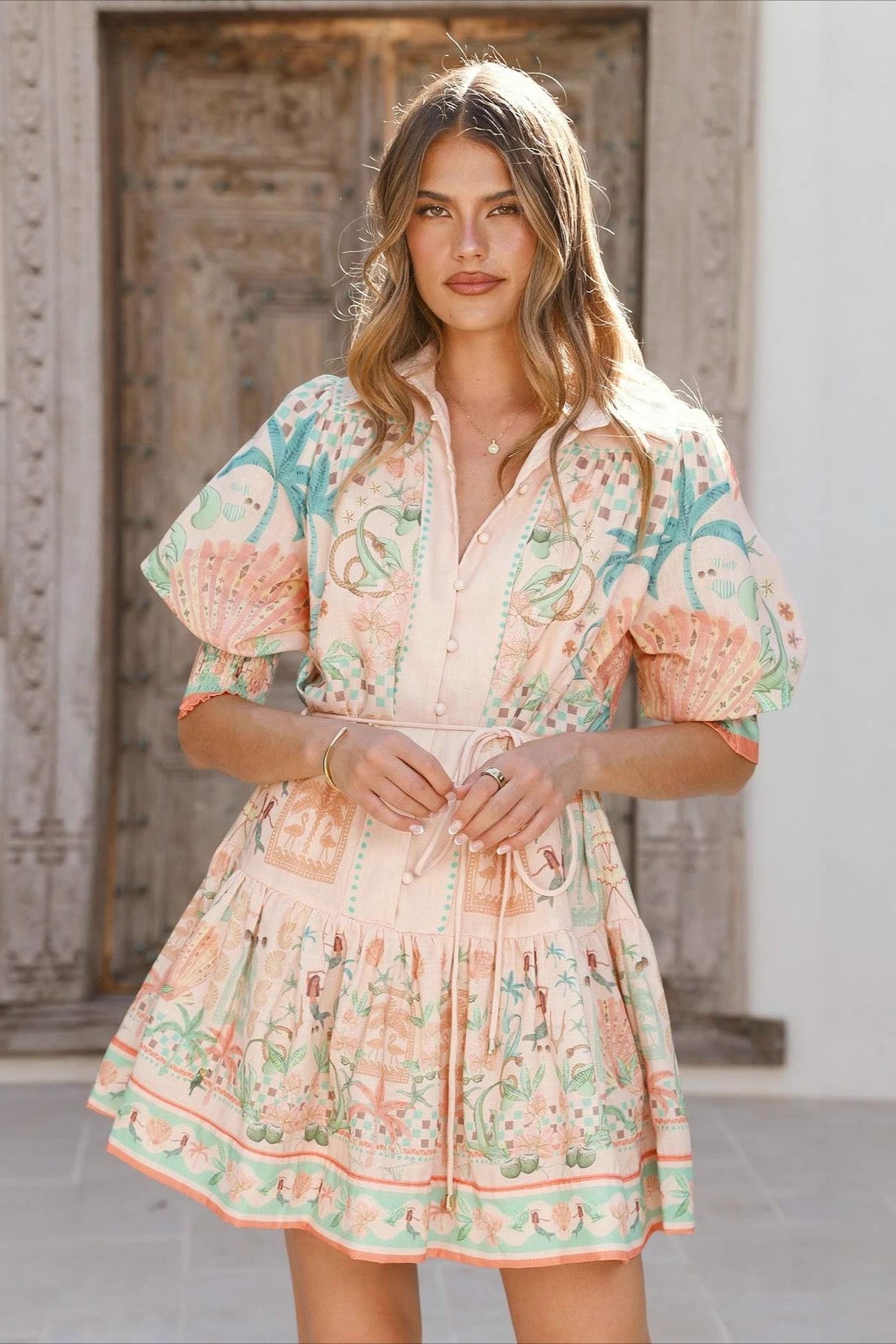 Linen Tie Elegant Fairy Mini Boho Dress image 2