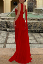 Draped Tie Sexy Mesh Patch Tube Prom Dress image 3