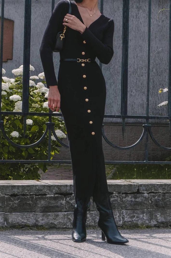 Long Sleeve Button Sweater Dress image 16