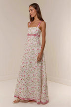 Casual Linen Print Spaghetti Strap Summer Maxi Dress image 2