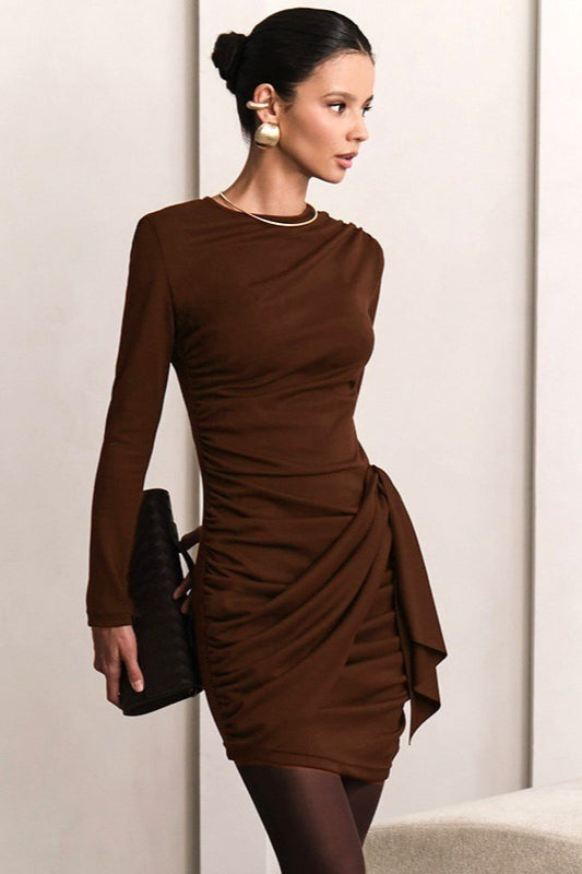 Draped Side Ruching High Waist Cocktail Dress image 1