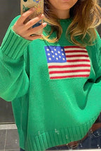 Harajuku Retro US Flag High Neck Sweater image 9