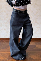 Retro Vertical Stripe Loose Straight Jeans image 3