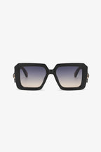 Cora Square Sunglasses detail view styled for Avrienne