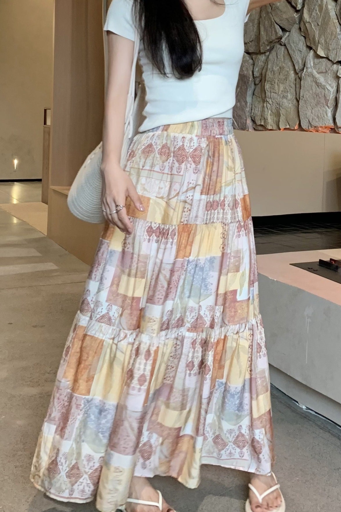 Sexy Orange Tiered A Line Flowy Skirt image 3