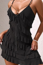 Solid Wavy Ruffle Cami Mini Dress image 5