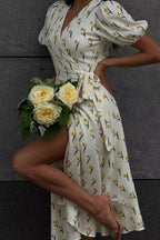 Printed Puff Sleeve Cotton Midi Dress image 18