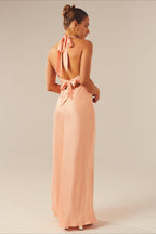 Elegant Solid V Neck Slim Fit Maxi Dress image 11