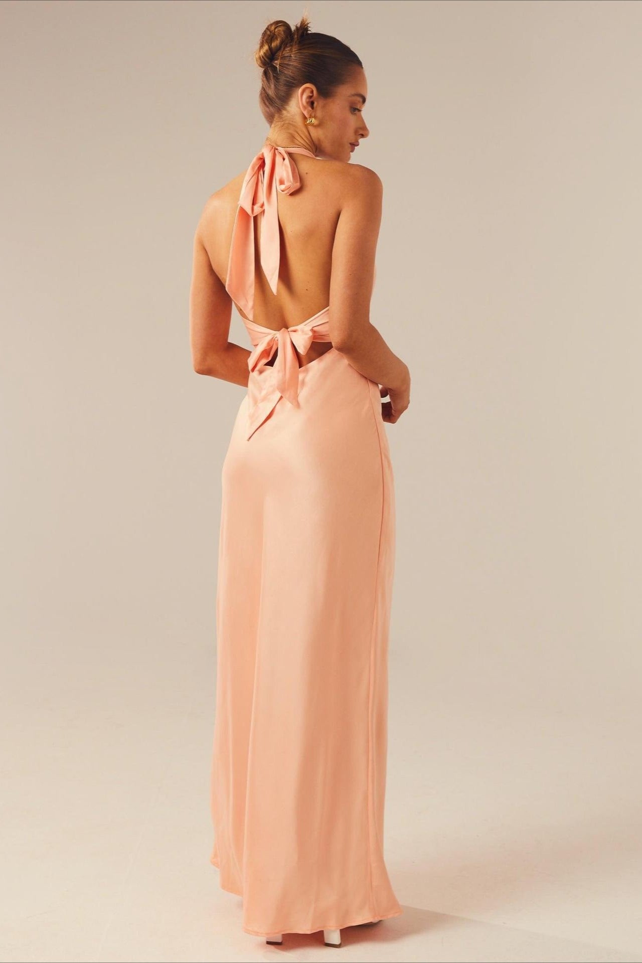 Elegant Solid V Neck Slim Fit Maxi Dress image 11