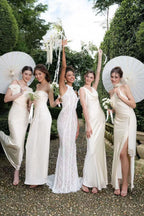 Vintage Lace Off Shoulder Mermaid Train Reception Dress image 10