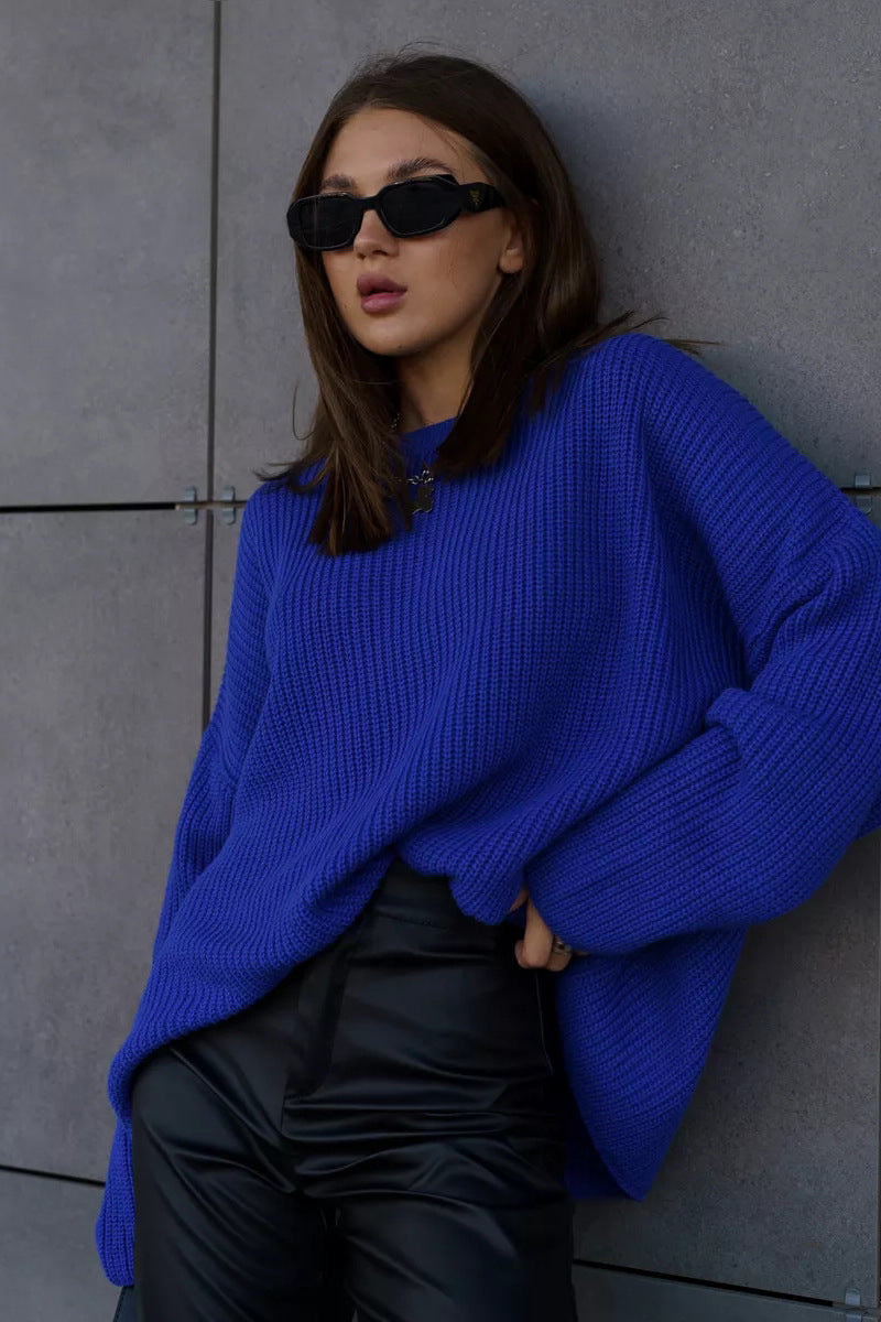 Solid Knit Crewneck Pullover Sweater image 28