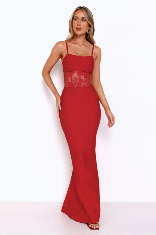 Lace Patchwork Cami Bodycon Maxi Dress image 3
